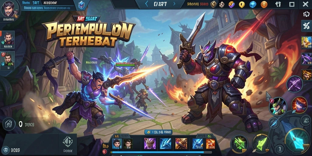 Screenshot menampilkan aksi intens dalam gameplay MOBA di 5RT.