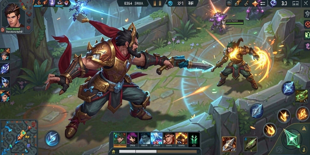 Gameplay intens di arena pertempuran MOBA 8364.