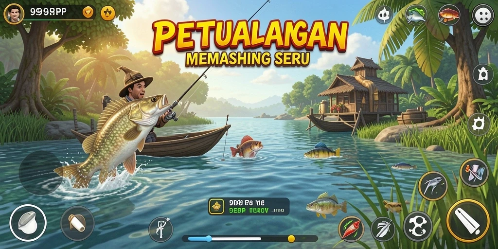 Screenshot menampilkan pengalaman gameplay memancing yang mendalam dan seru.