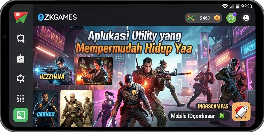 Tampilan antarmuka pengguna 9ZKGAMES yang menarik dan fungsional.