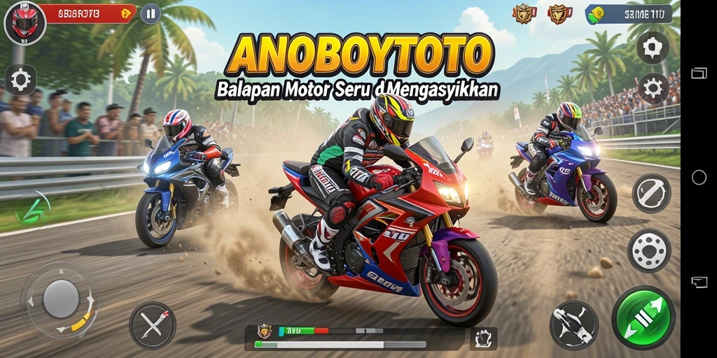 Screenshot ANOBOYTOTO menampilkan balapan motor yang mendebarkan dan penuh aksi.