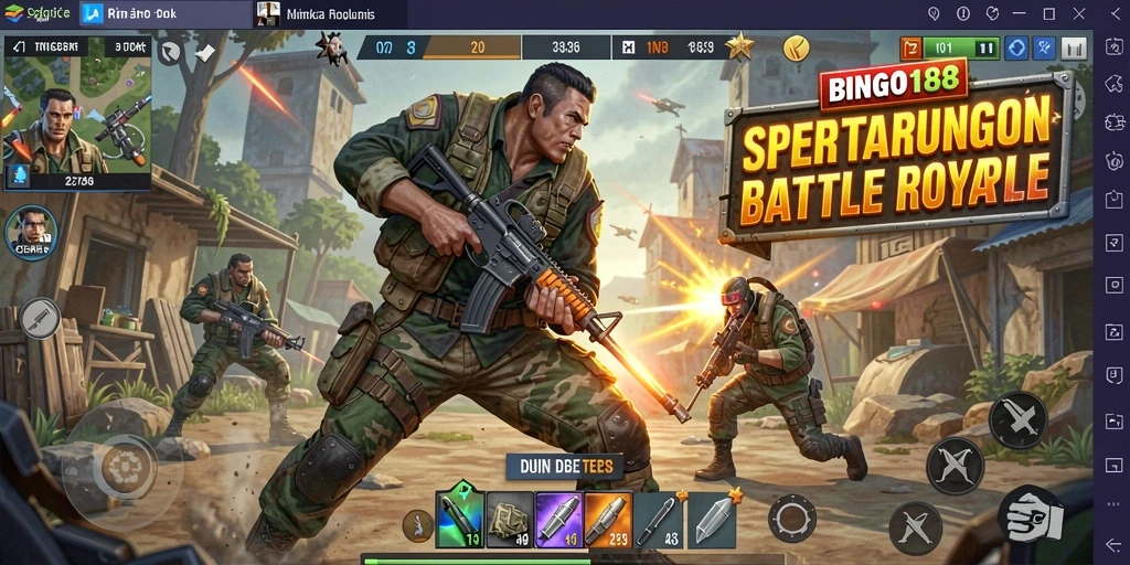Gameplay seru BINGO188, pertarungan Battle Royale menegangkan.