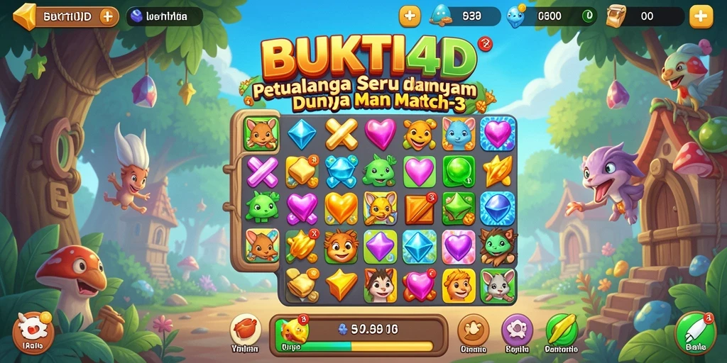 Tampilan gameplay BUKTI4D yang memukau dalam aksi Match-3.