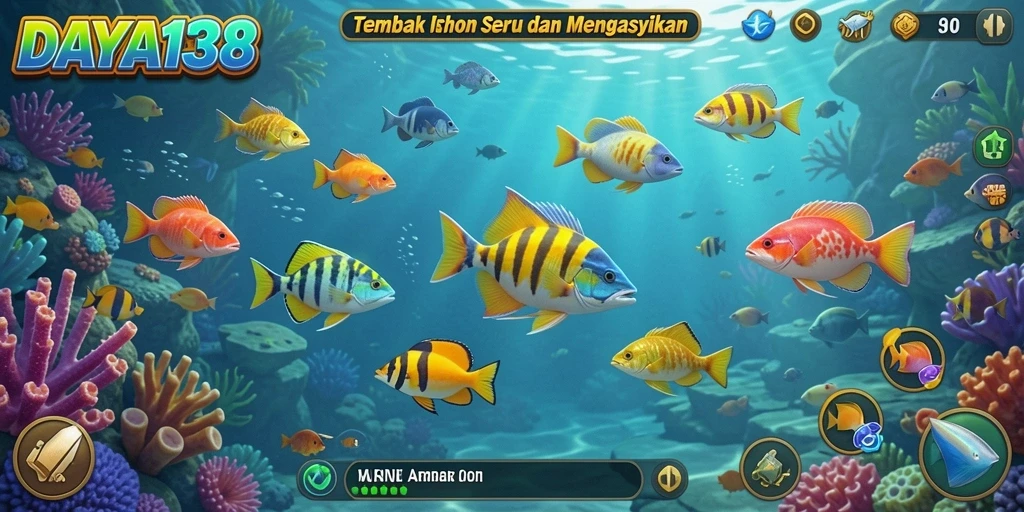 Tangkapan layar utama DAYA138 menampilkan aksi seru dalam permainan Tembak Ikan.