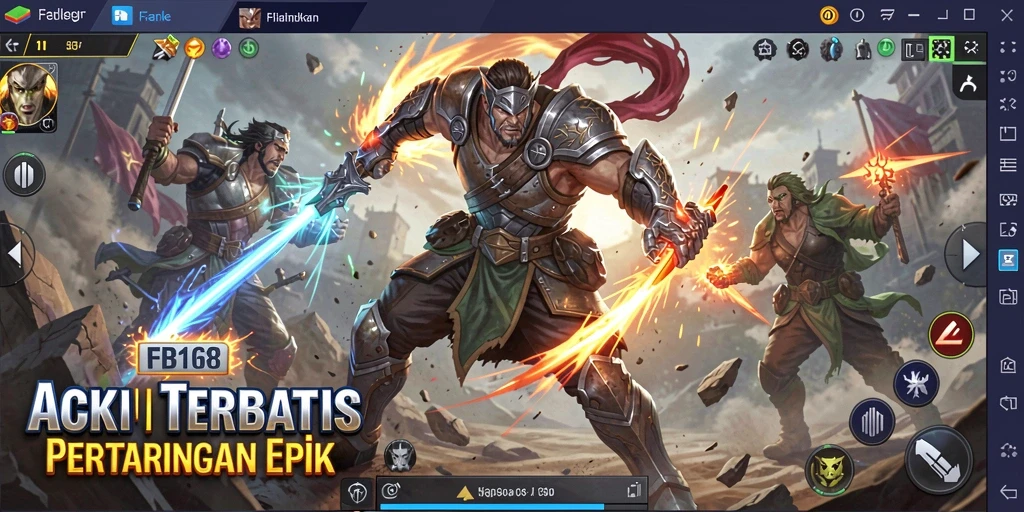 Screenshot menunjukkan pertempuran seru dalam FB168.
