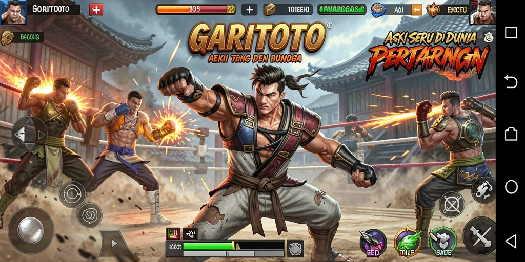 Tampilan gameplay menegangkan GARITOTO saat bertarung melawan musuh.