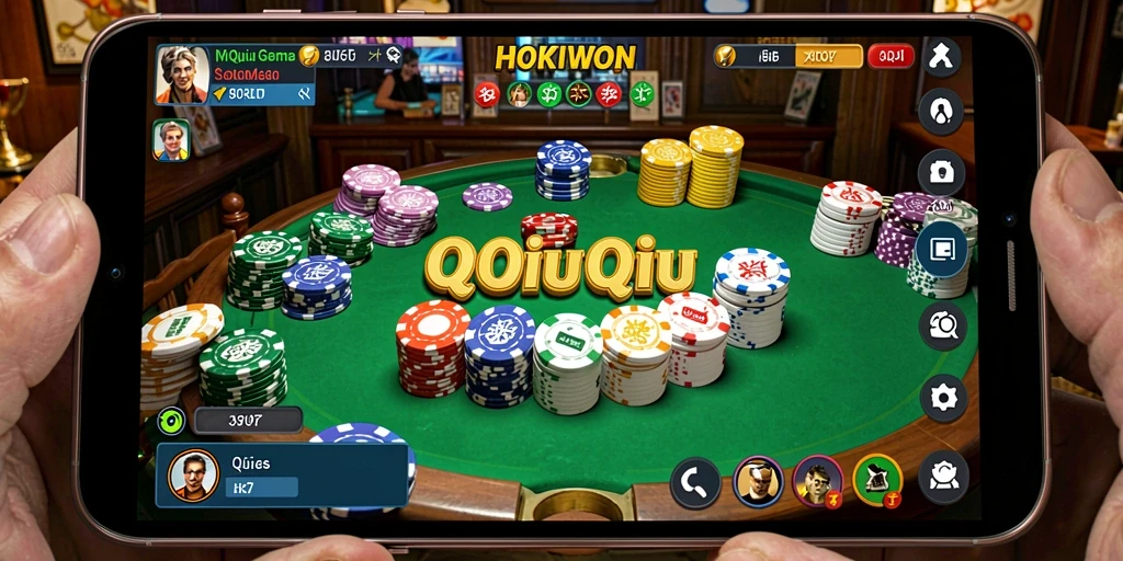 Screenshot gameplay HOKIWON yang menunjukkan keseruan bermain QiuQiu.