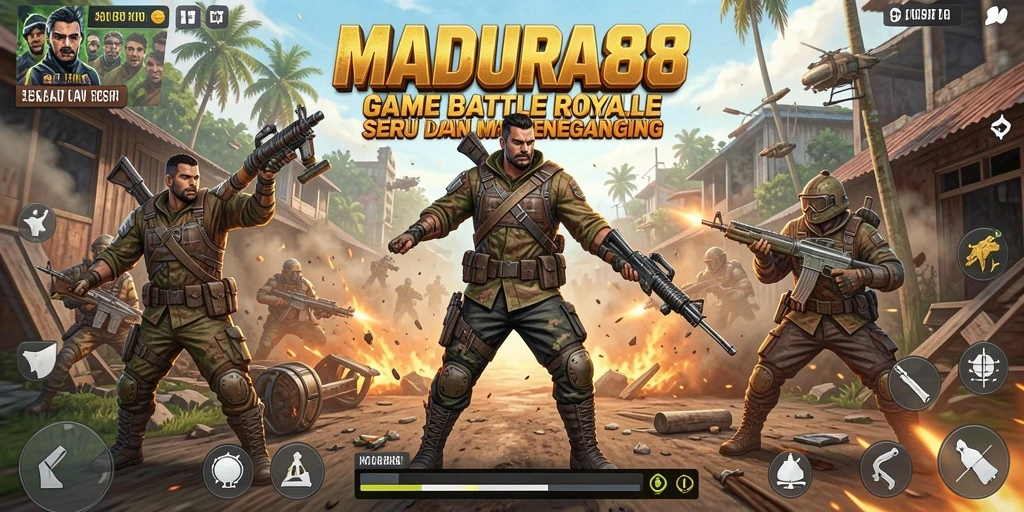 Screenshot MADURA88 menampilkan aksi memukau dalam pertempuran Battle Royale.