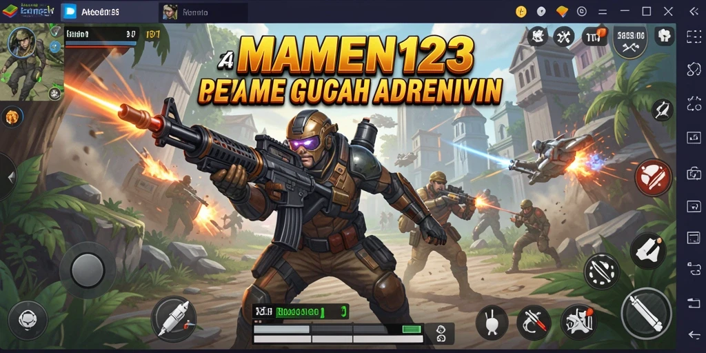 Screenshot menunjukkan pertempuran intens dalam MAMEN123 dengan efek grafis yang memukau.