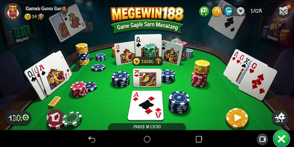 Tampilan gameplay seru MEGEWIN188 yang menampilkan suasana Gaple.