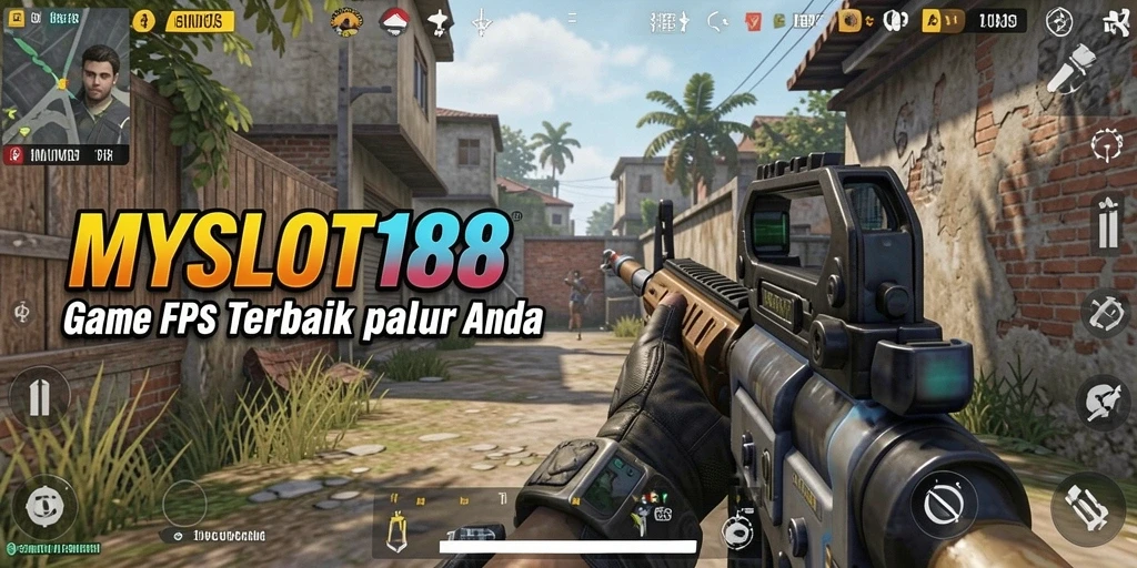 Screenshot MYSLOT188 menunjukkan pertempuran seru dalam game FPS.