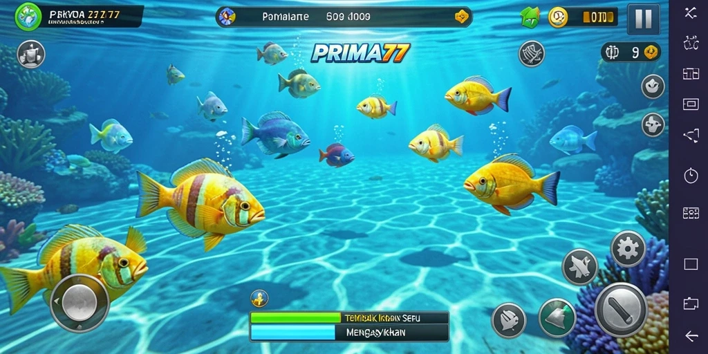 Gameplay seru dalam PRIMA77 dengan aksi tembak ikan.