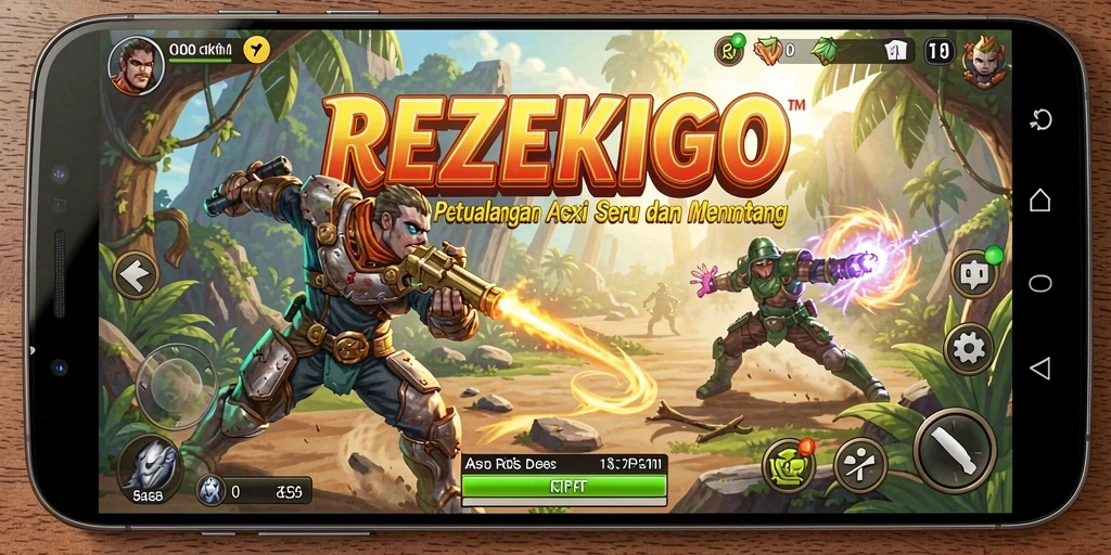 Screenshot gameplay REZEKIGO menampilkan pertempuran seru dan grafis yang memukau.