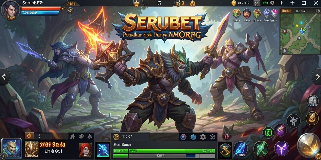 Screenshot gameplay SERUBET menampilkan pertarungan epik antar pemain.