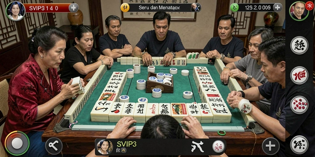 Tampilan gameplay SVIP3 yang menampilkan ubin Mahjong yang menarik.