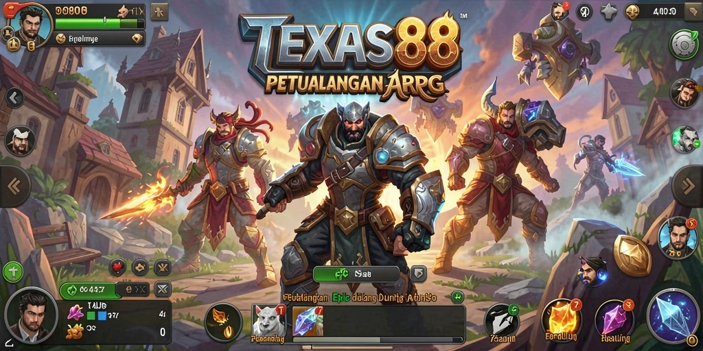 Screenshot utama TEXAS88 menampilkan aksi pertempuran epik dalam game ARPG.